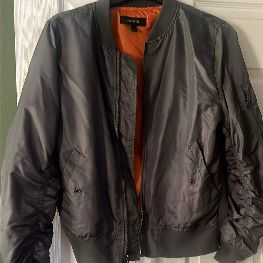 Ring of Fire Black Bomber Jacket with Orange Lining